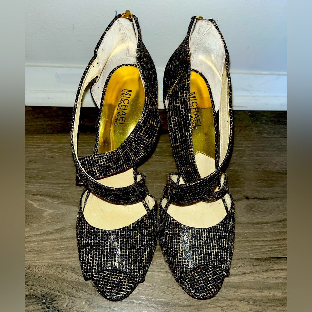 Metallic Leopard Print Michael Kors Heels